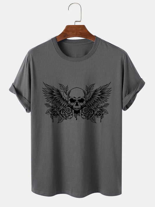 Skull With Wings Print T-Shirt