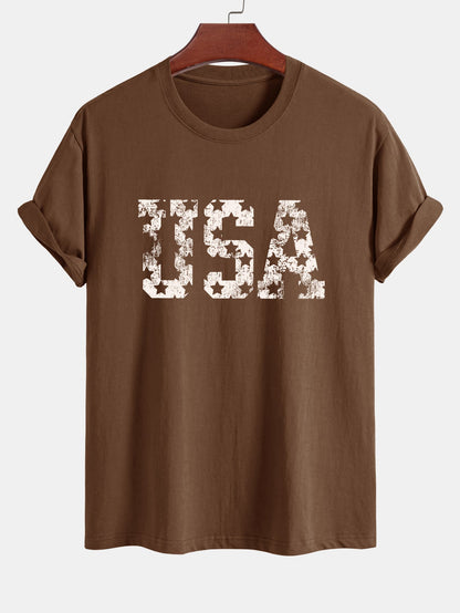 Regular Fit USA Print Cotton T-Shirt