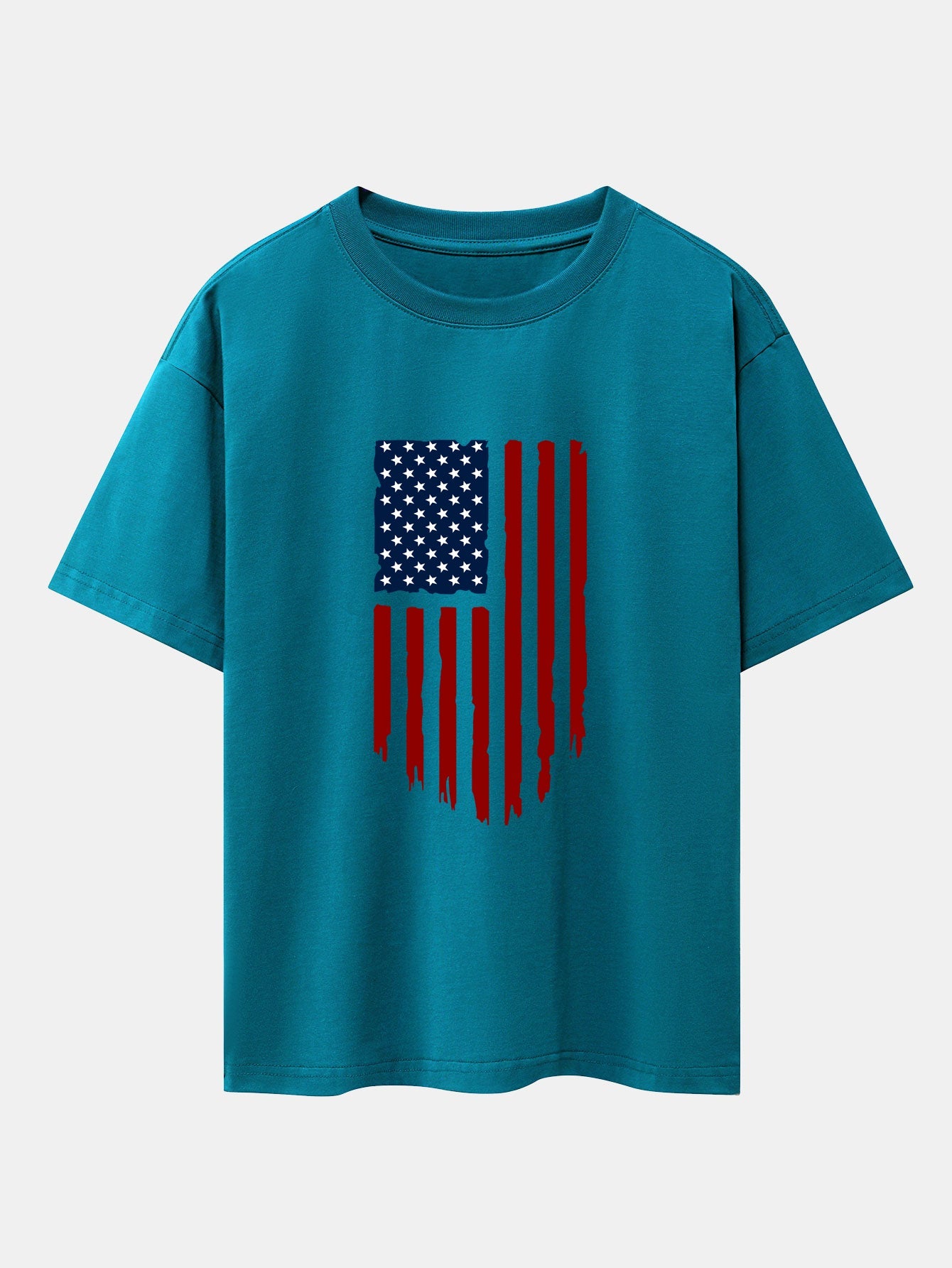 American Flag Print Drop Shoulder Oversize T-Shirt