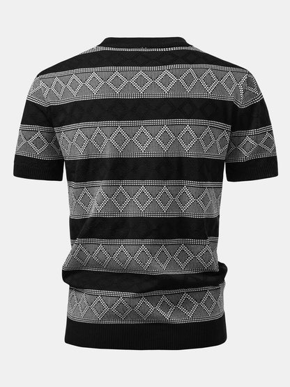Rhombus Geometry Knitted Sweater T-Shirt