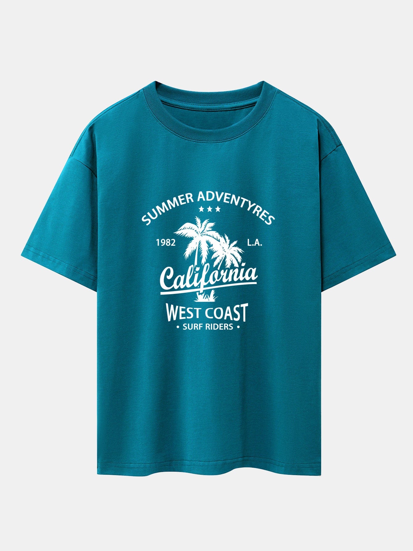California Palm Tree Print Drop Shoulder Oversize T-Shirt