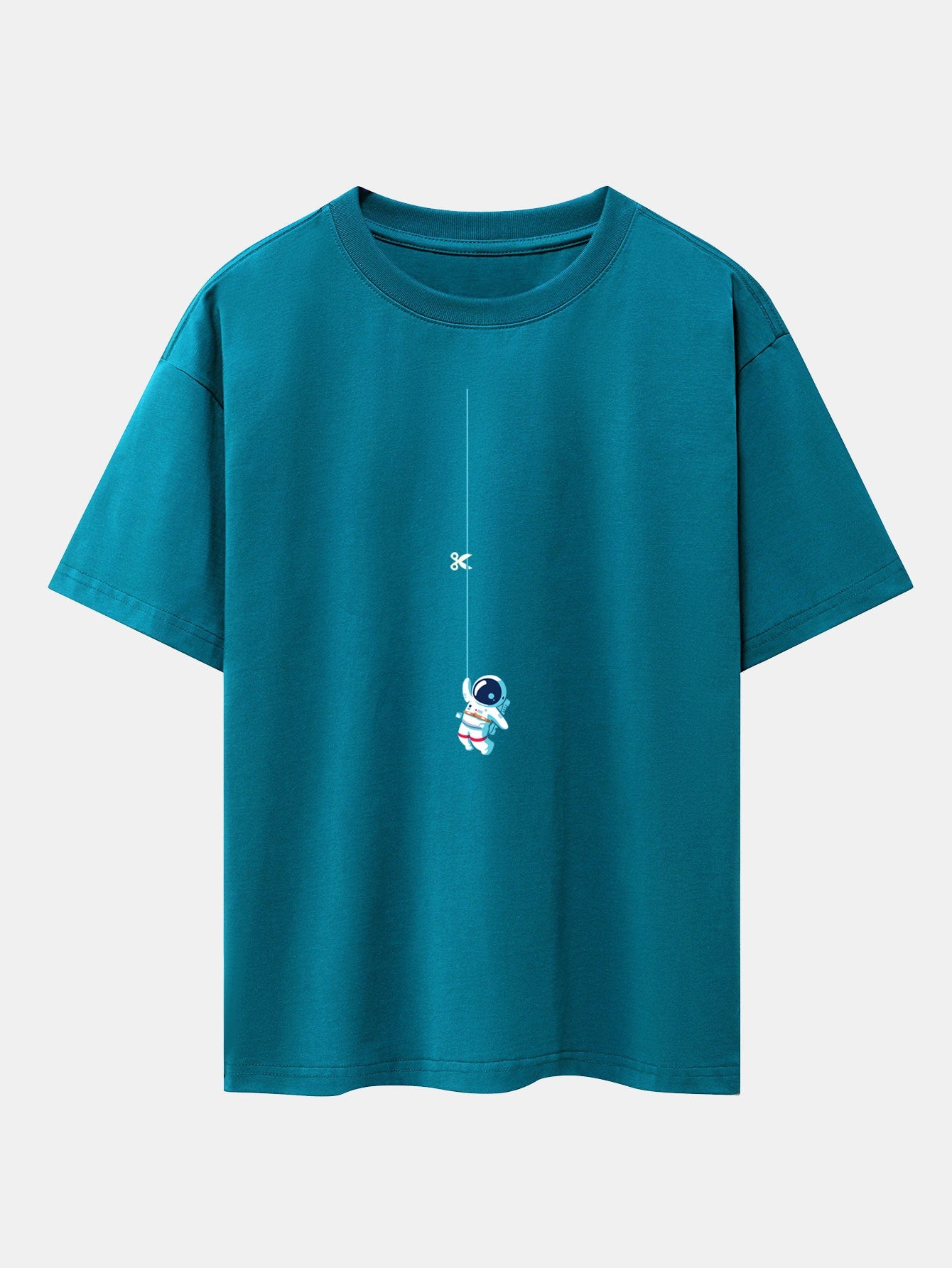 Astronaut On A Rope Print Drop Shoulder Oversize T-Shirt
