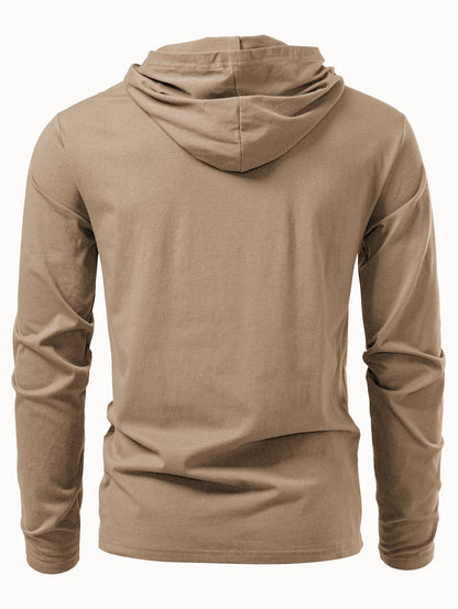 Long Sleeved Cotton Hooded T-Shirt