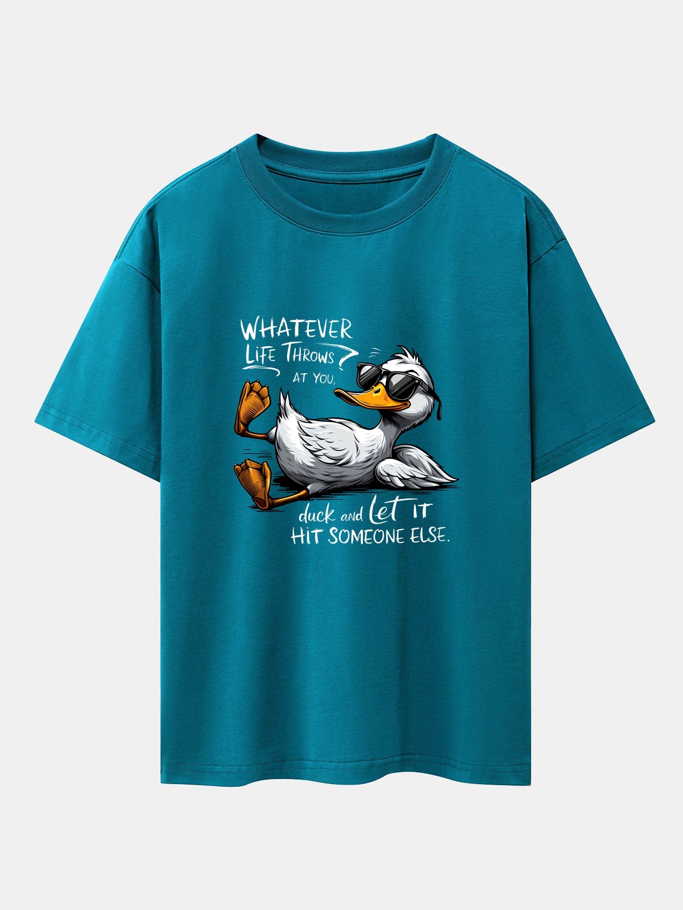 Sunglasses Goose Print Drop Shoulder Oversize T-Shirt