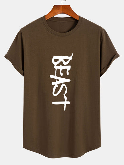 Beast Print Cotton Arc Hem T-Shirt