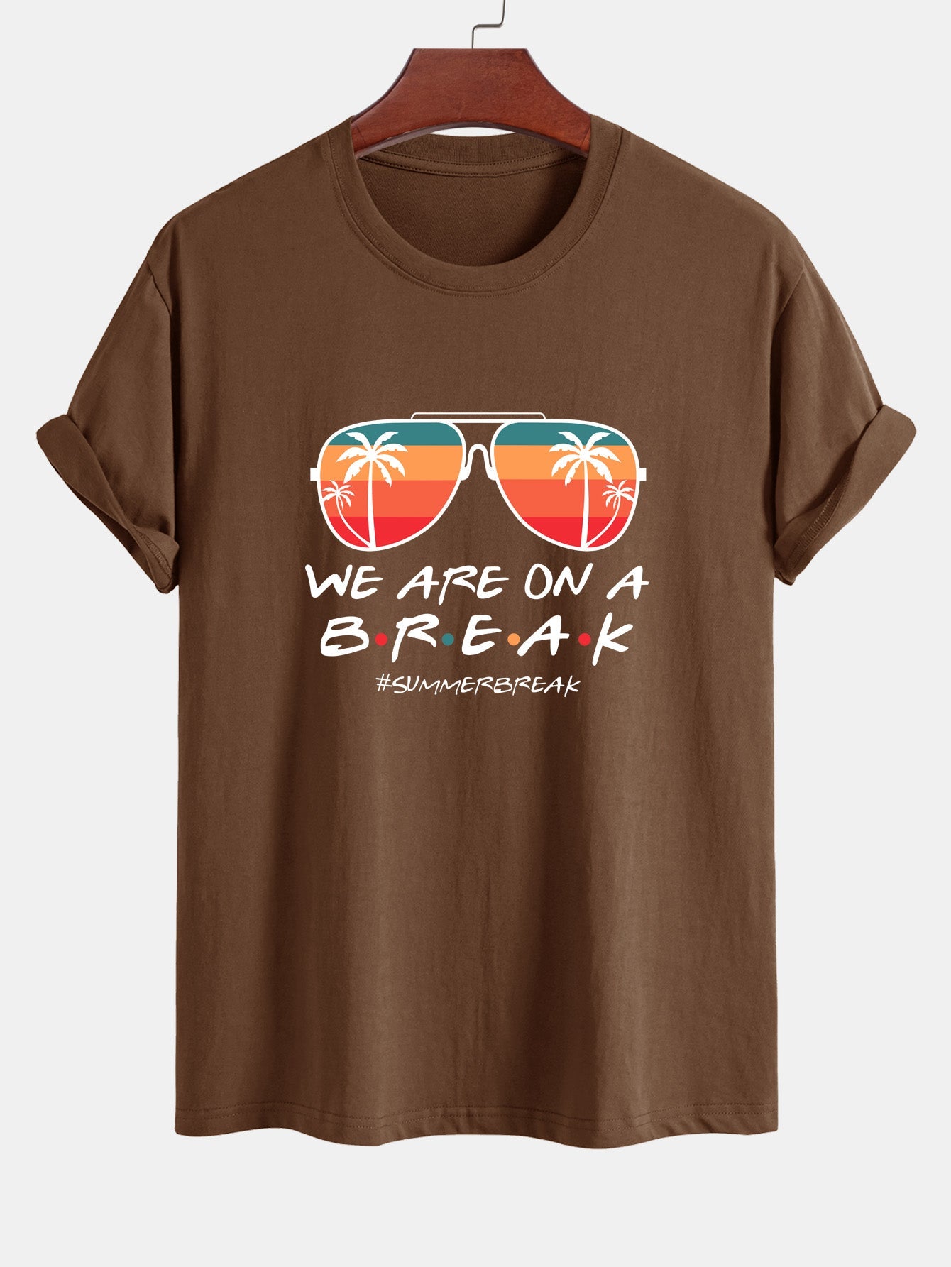 Regular Fit Sunglasses Palm Tree Print Cotton T-Shirt