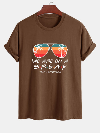 Regular Fit Sunglasses Palm Tree Print Cotton T-Shirt