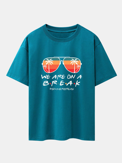 Sunglasses Palm Tree Print Drop Shoulder Oversize T-Shirt