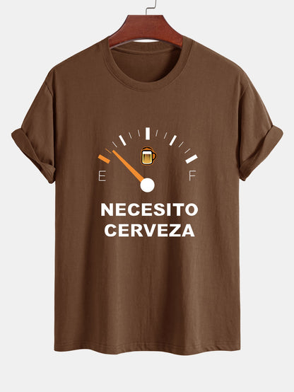 Regular Fit I Need Beer Print Cotton T-Shirt