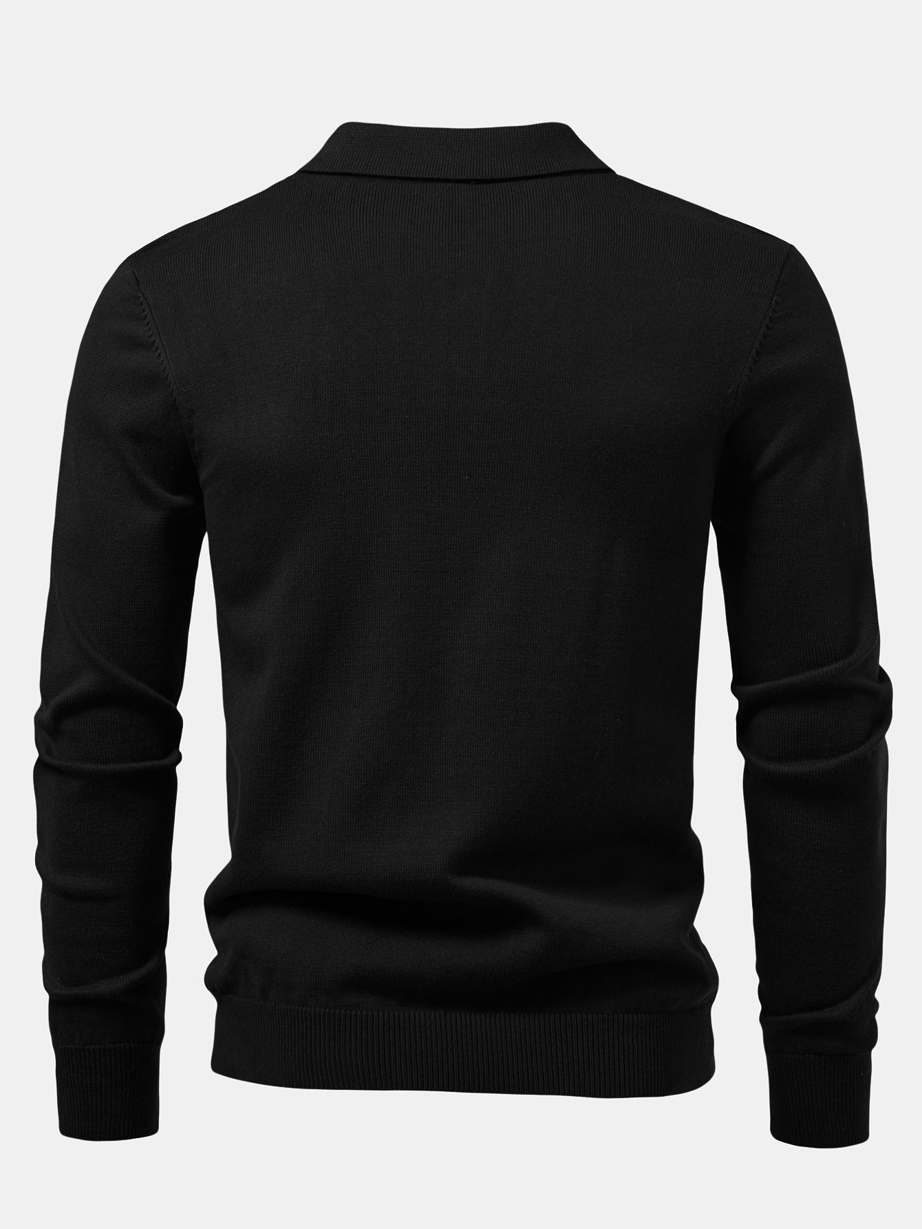 Long Sleeve Stripe Knit Polo Shirt