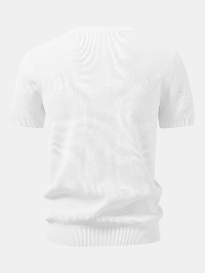Waffle Textured Knitted Henley Shirt