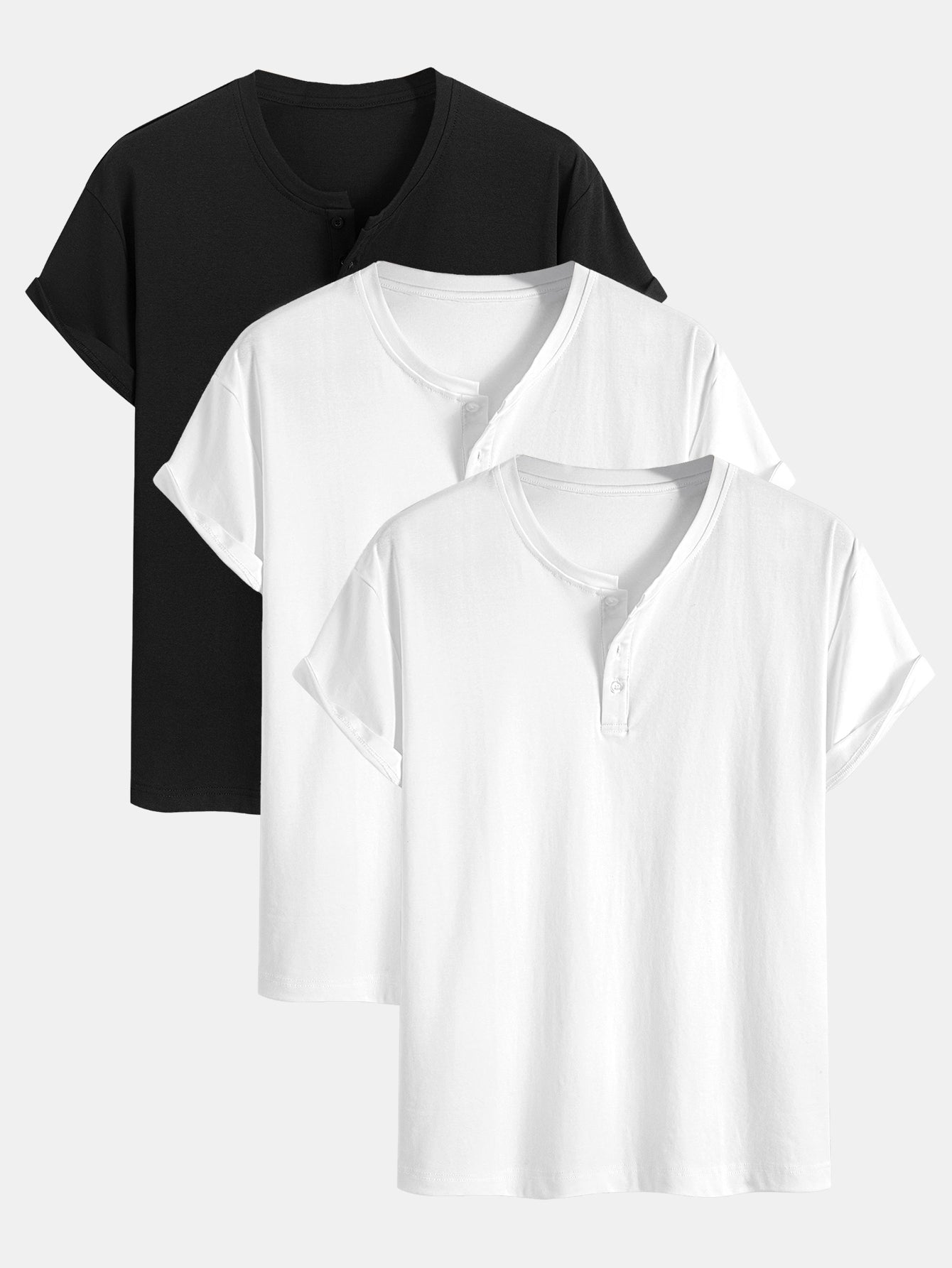 3 Pieces Cotton Henley T-Shirts