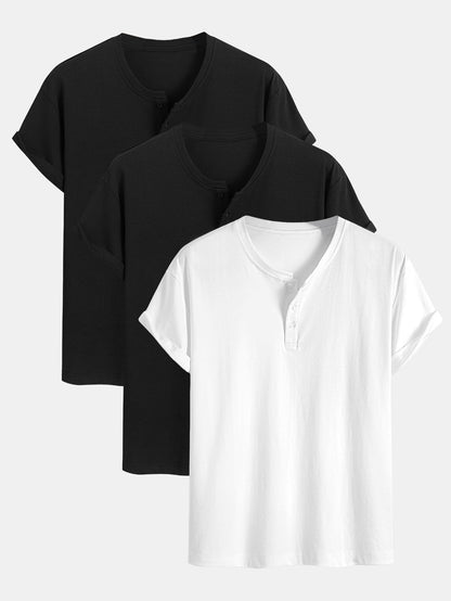 3 Pieces Cotton Henley T-Shirts