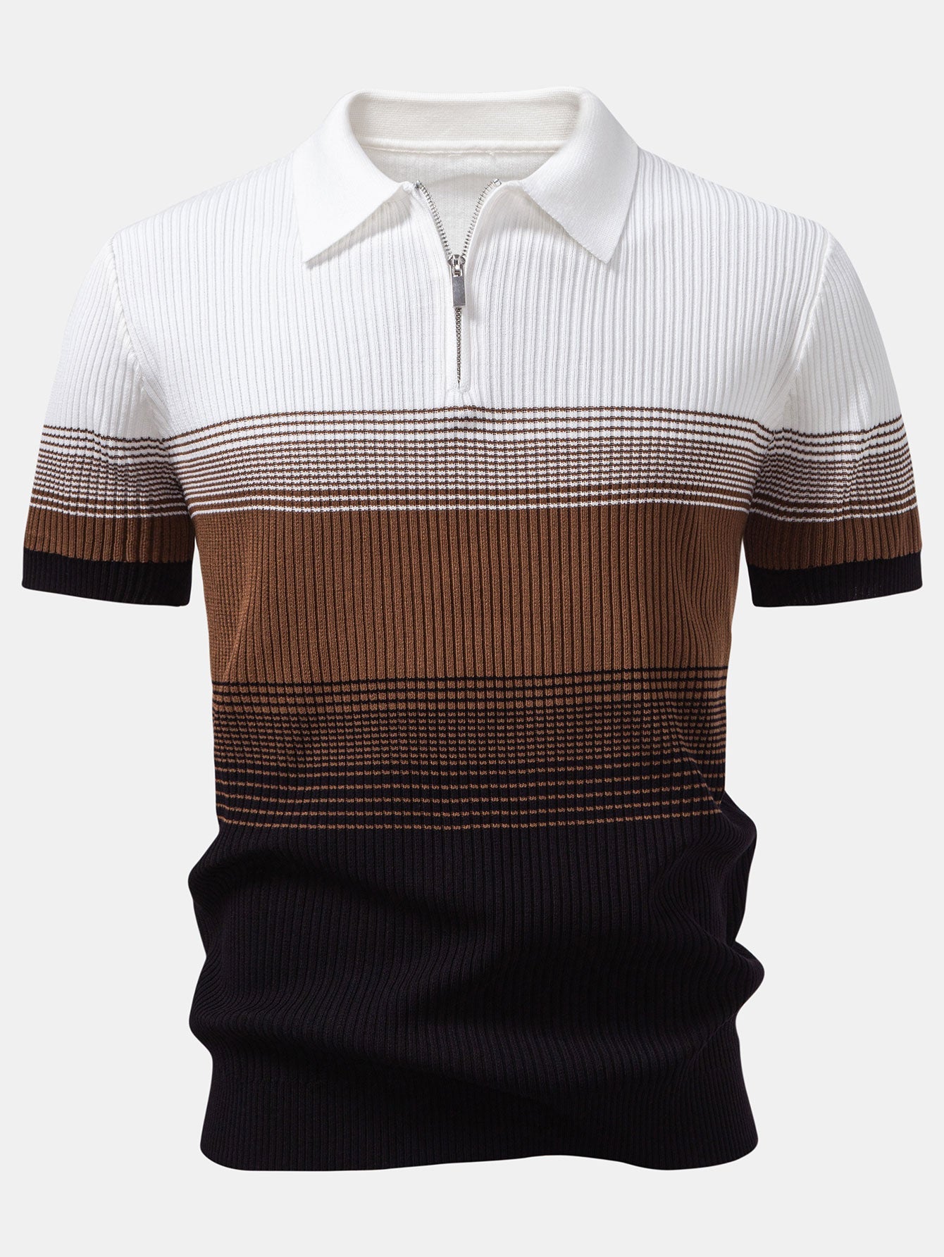 Striped Gradient Knitted Polo Shirt