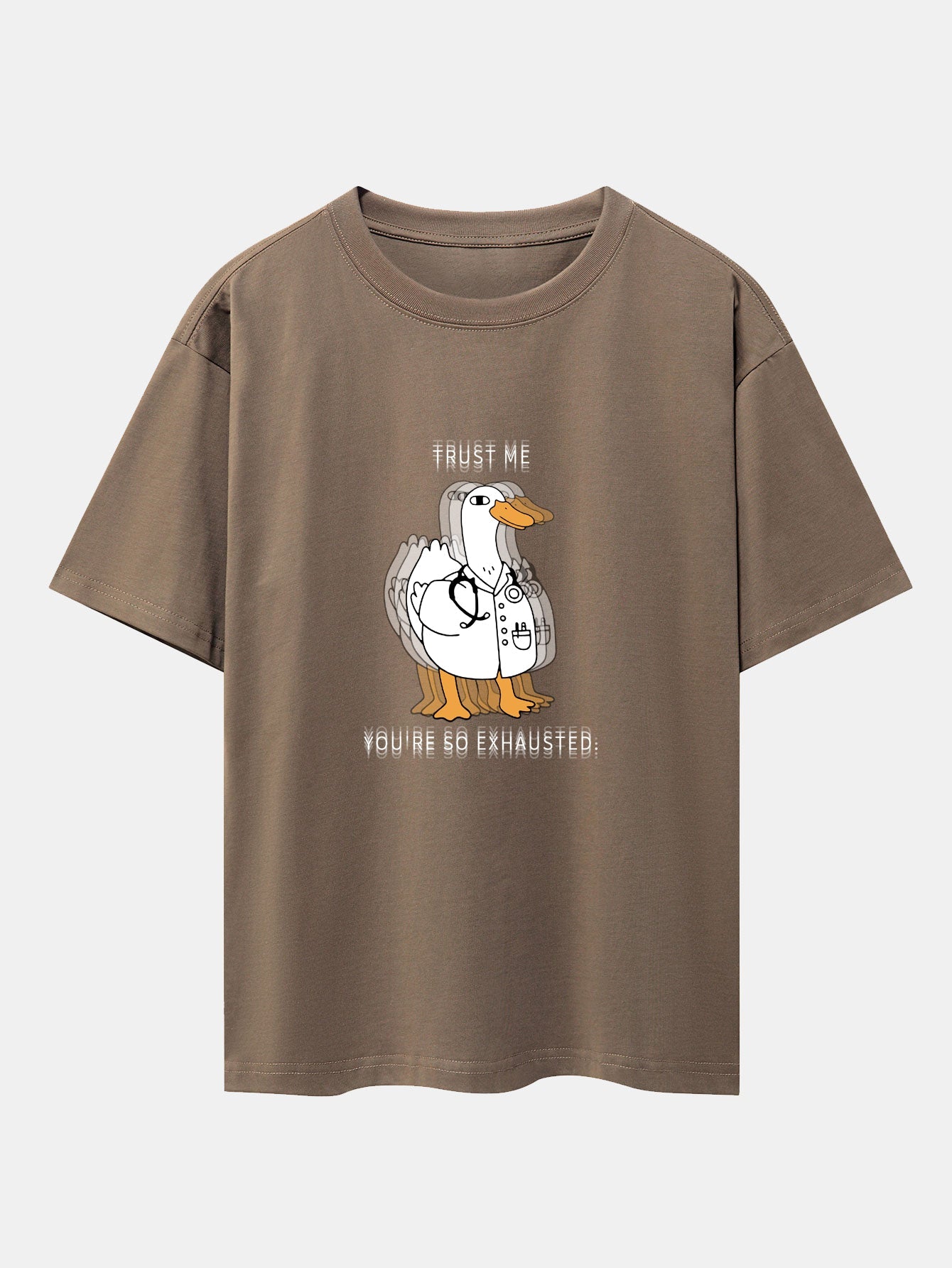 Funny Doctor Goose Print Drop Shoulder Oversize T-Shirt