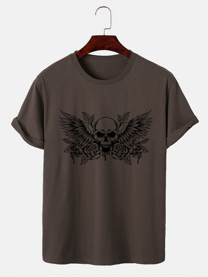 Skull With Wings Print T-Shirt
