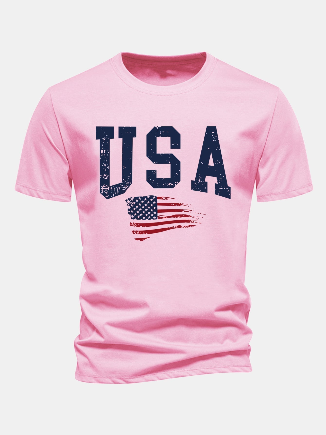 Regular Fit USA Flag Print Cotton T-Shirt