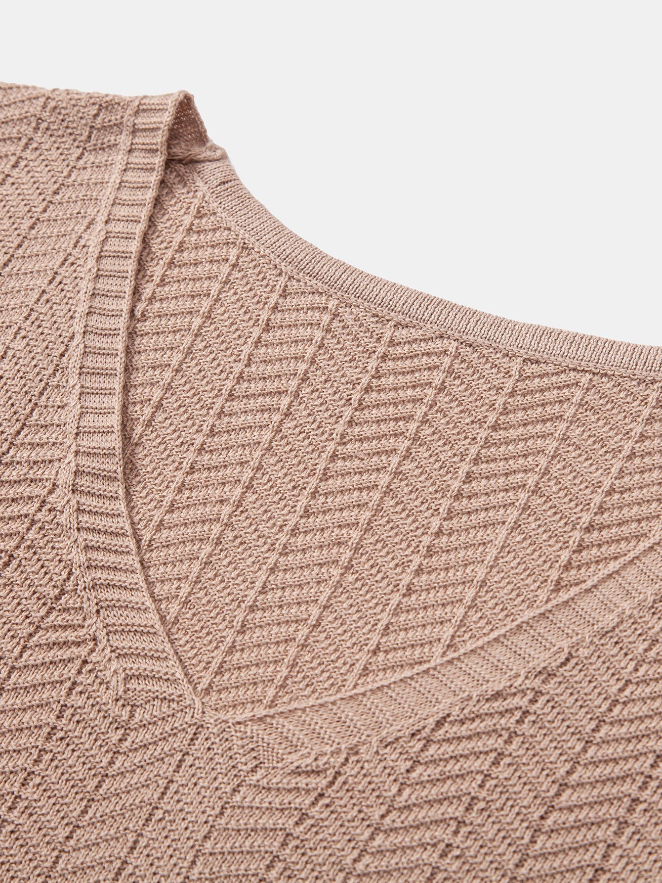 Textured Knitted V Neck T-Shirt
