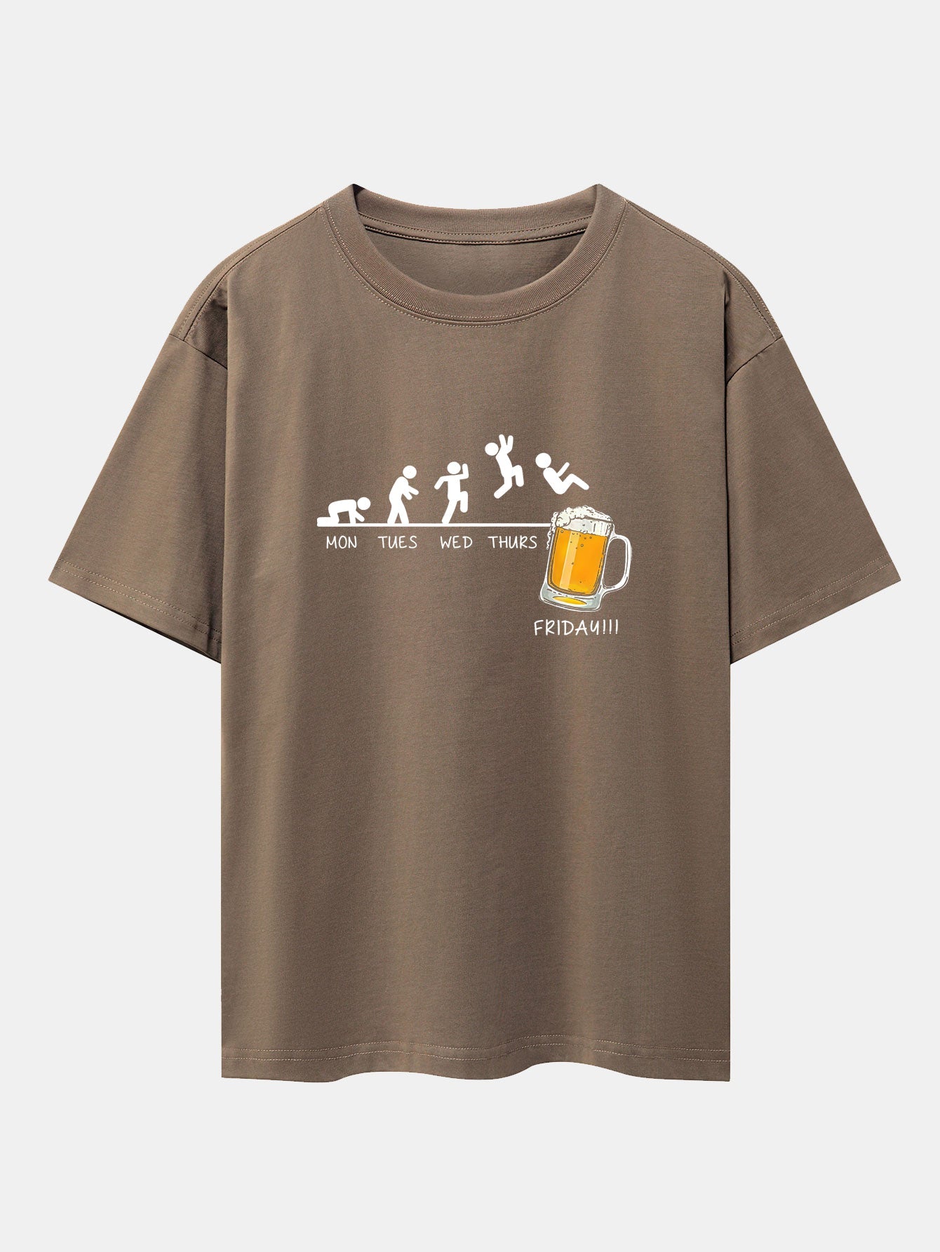 Beer Weekly Evolution Print Drop Shoulder Oversize T-Shirt