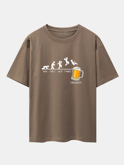 Beer Weekly Evolution Print Drop Shoulder Oversize T-Shirt