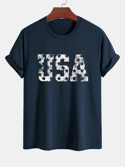 Regular Fit USA Print Cotton T-Shirt