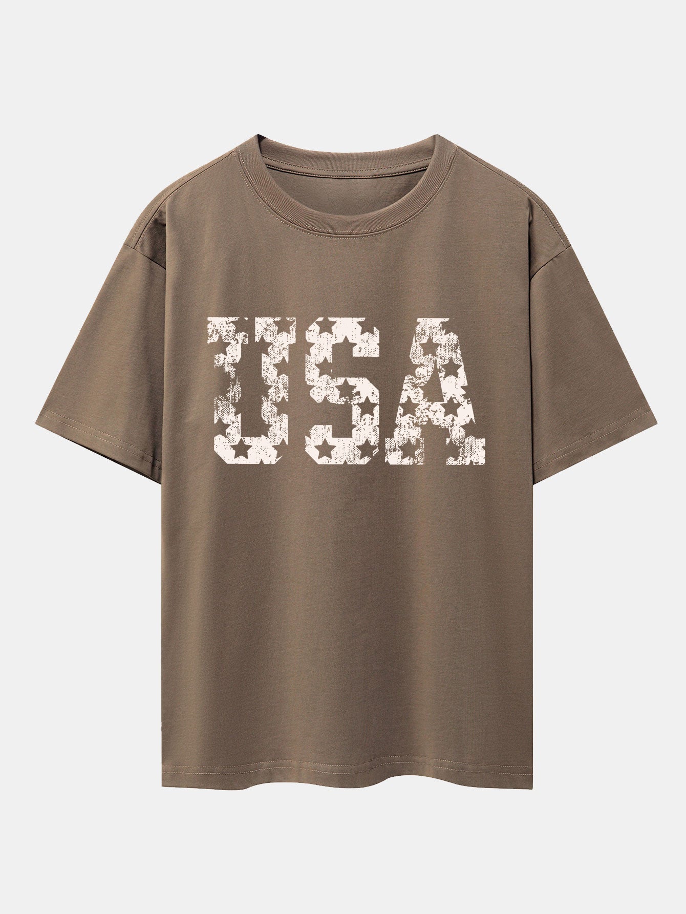 USA Print Drop Shoulder Oversize T-Shirt