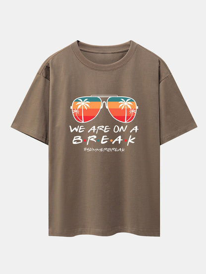 Sunglasses Palm Tree Print Drop Shoulder Oversize T-Shirt