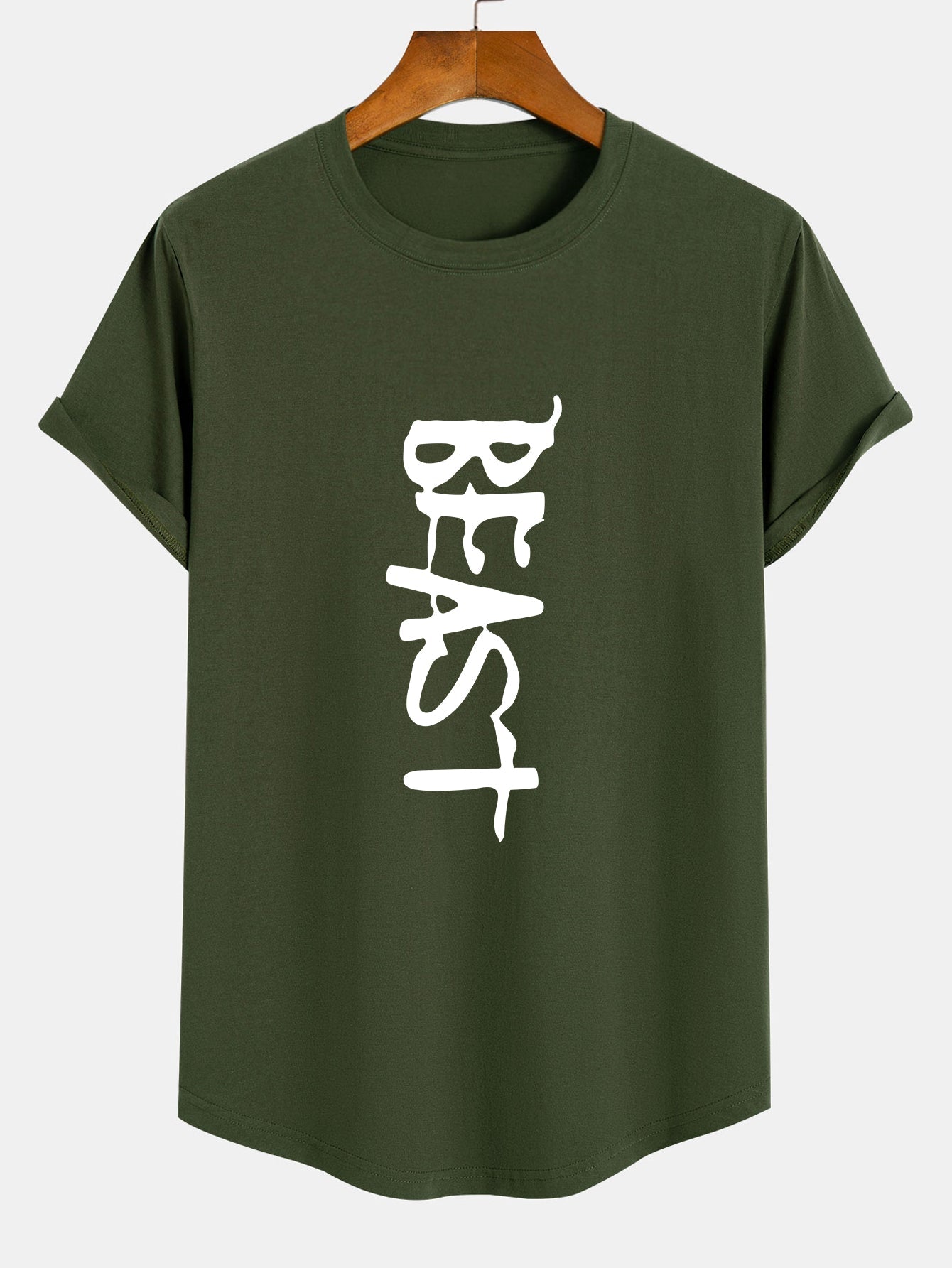 Beast Print Cotton Arc Hem T-Shirt