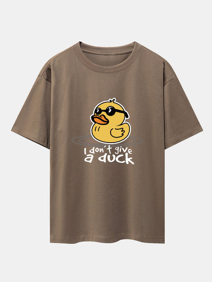 Yellow Duck With Sunglasses Print Drop Shoulder Oversize T-Shirt