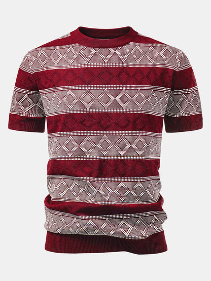 Rhombus Geometry Knitted Sweater T-Shirt