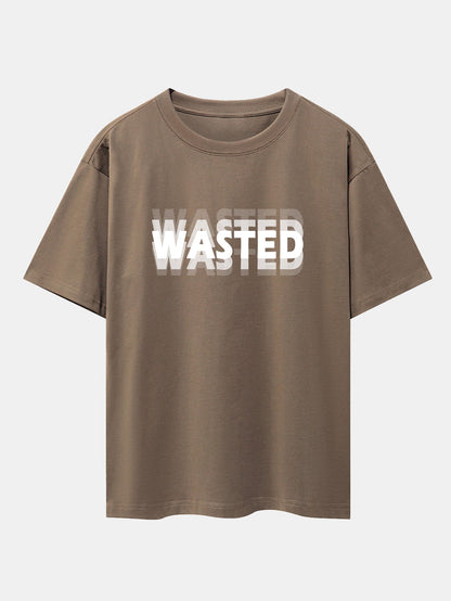 Wasted Print Drop Shoulder Oversize T-Shirt