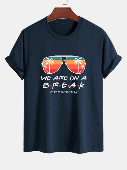 Regular Fit Sunglasses Palm Tree Print Cotton T-Shirt