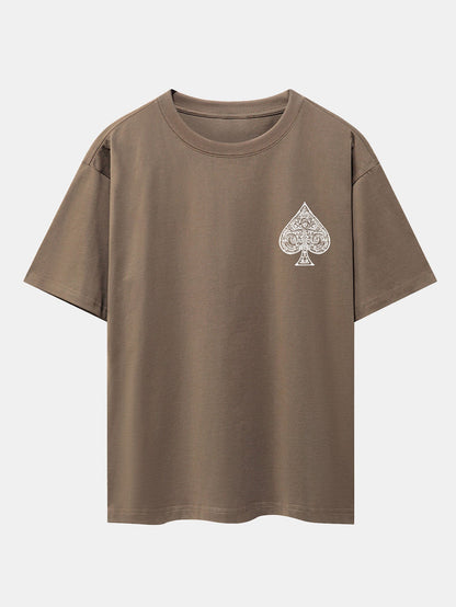 Ace Of Spades Print Drop Shoulder Oversize T-Shirt
