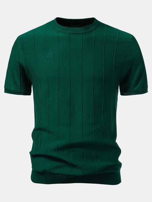 Striped Jacquard Crew Neck Sweater Knitted T-Shirt