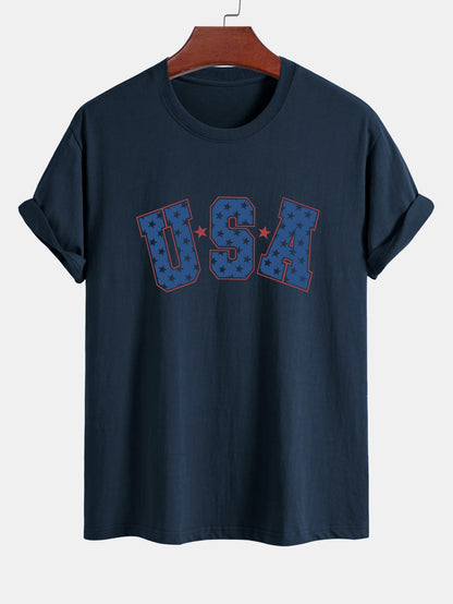 Regular Fit USA Print Cotton T-Shirt