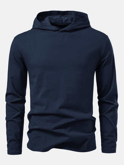 Long Sleeved Cotton Hooded T-Shirt