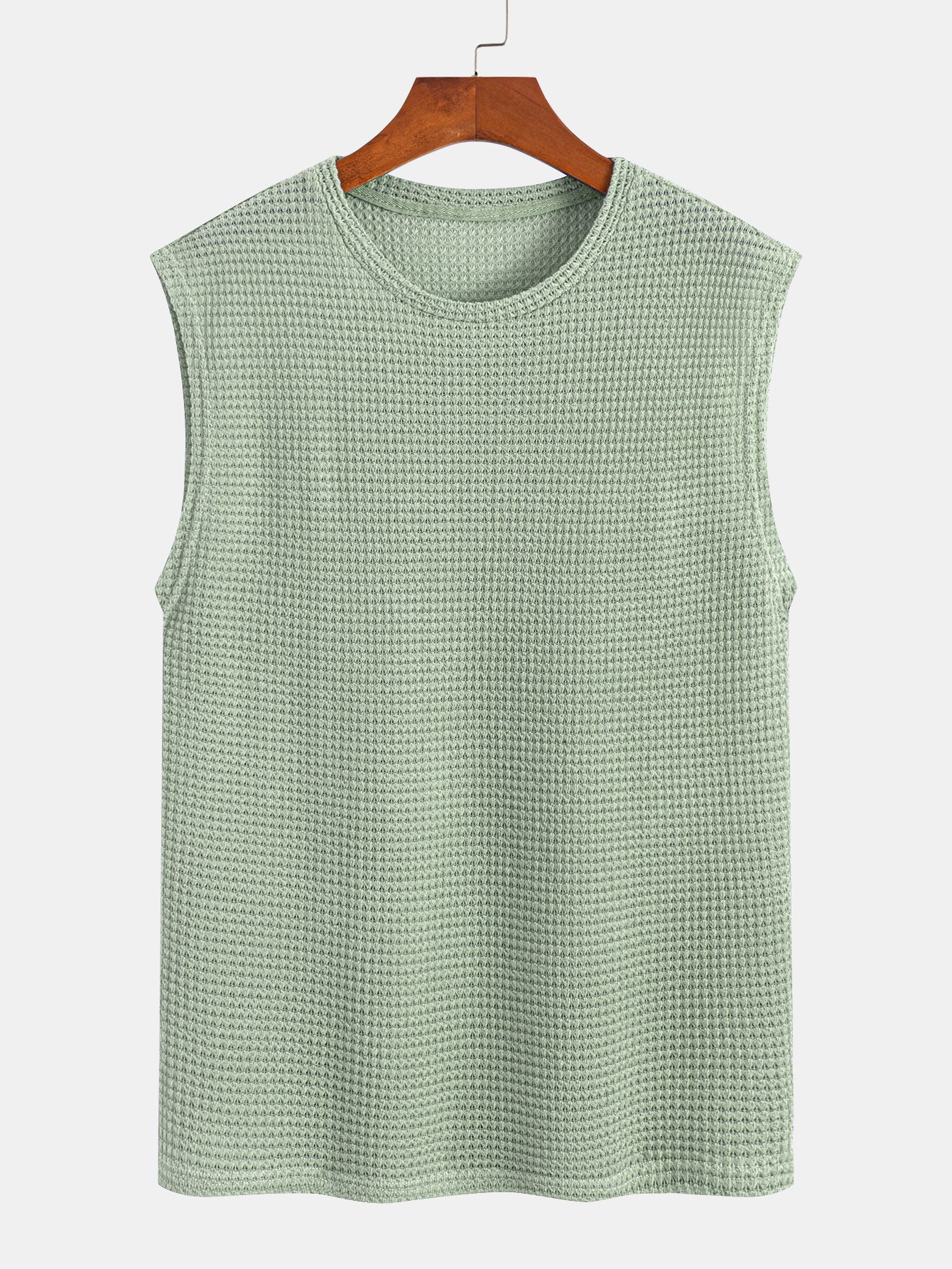 Waffle Knit Wide Strap Sleeveless T-Shirt