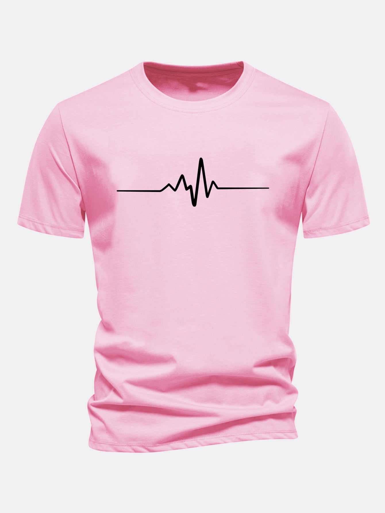 Regular Fit Heartbeat Flatline Print Cotton T-Shirt