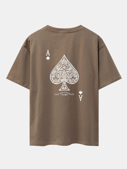 Ace Of Spades Print Drop Shoulder Oversize T-Shirt