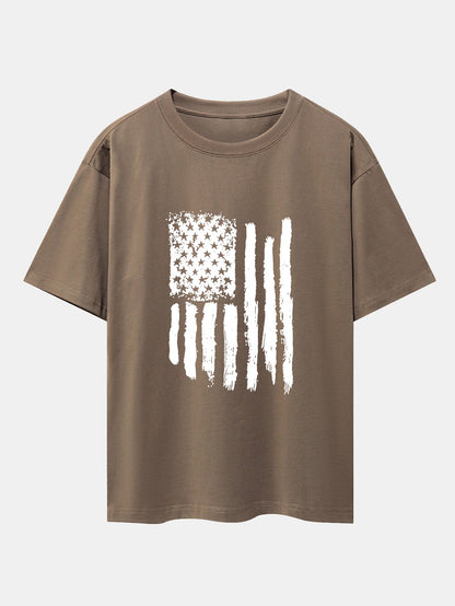 American Flag Print Drop Shoulder Oversize T-Shirt