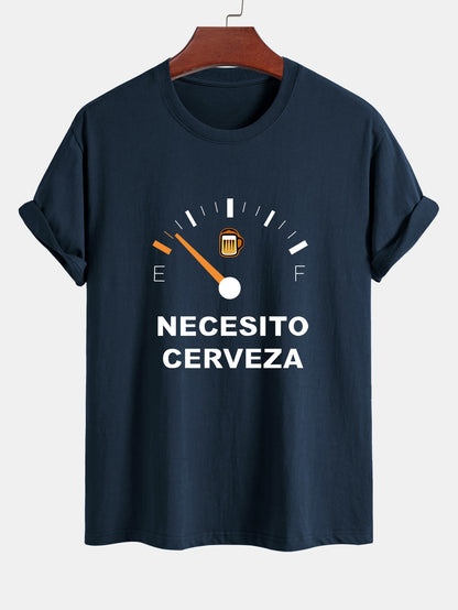 Regular Fit I Need Beer Print Cotton T-Shirt