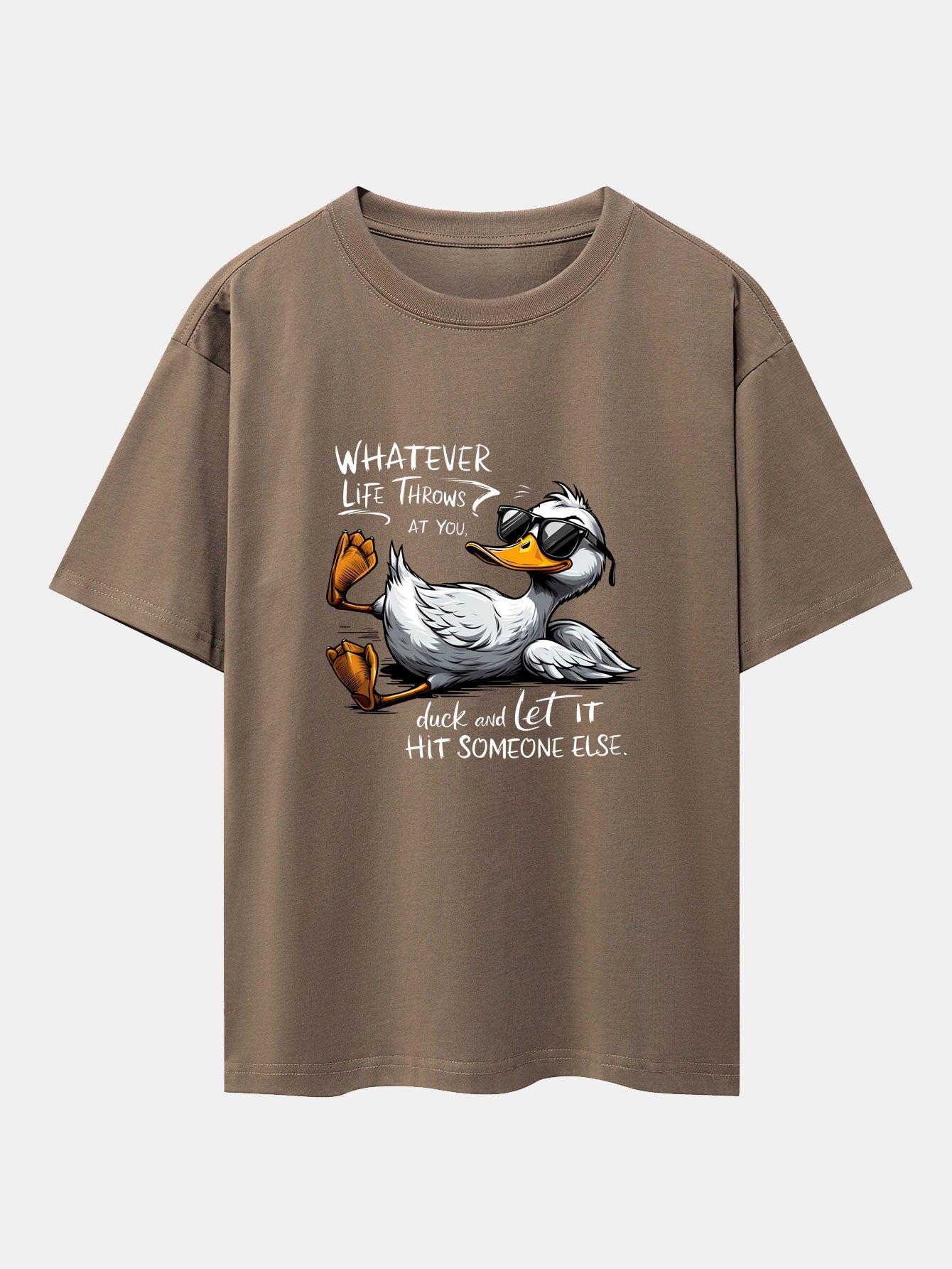 Sunglasses Goose Print Drop Shoulder Oversize T-Shirt