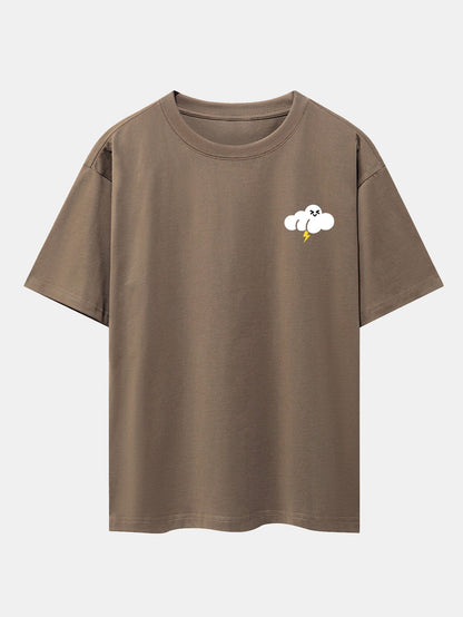 Thundercloud Print Drop Shoulder Oversize T-Shirt
