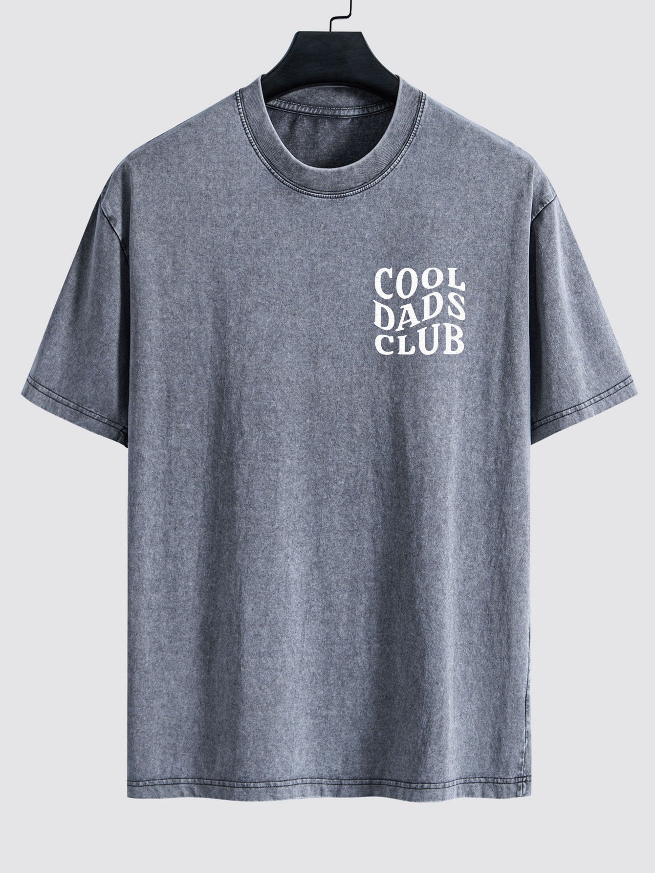 Cool Dads Club Print Washed Distressed Drop Shoulder T-Shirt