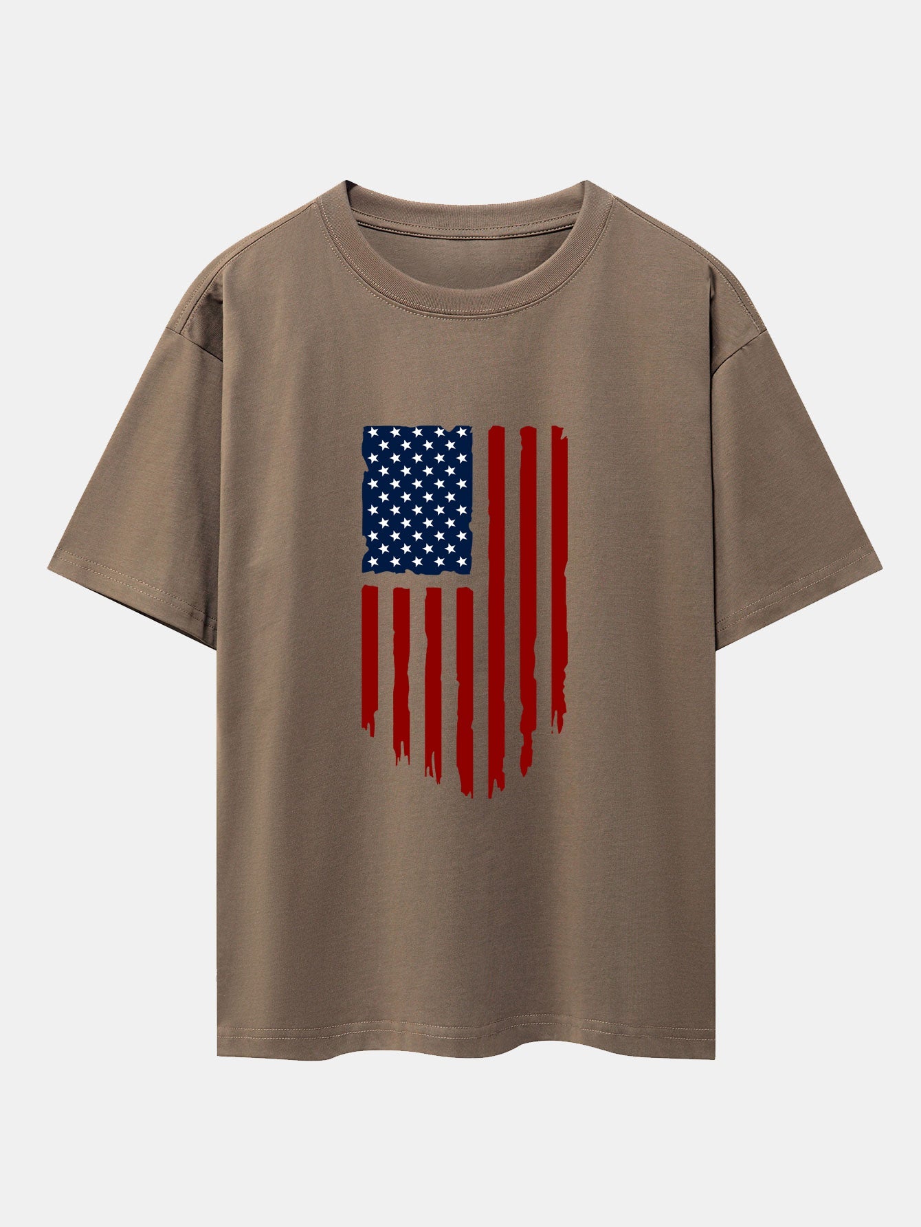 American Flag Print Drop Shoulder Oversize T-Shirt
