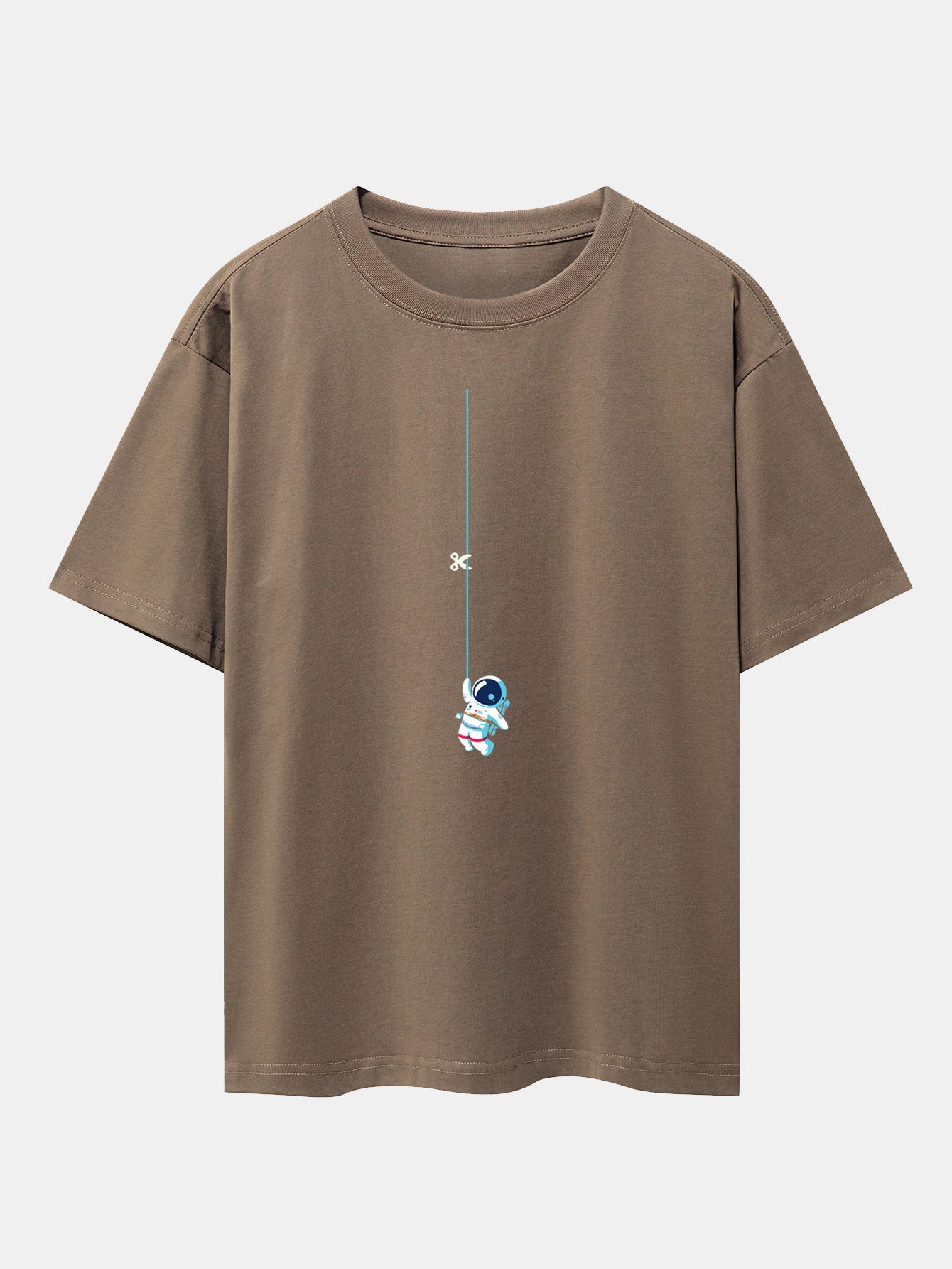 Astronaut On A Rope Print Drop Shoulder Oversize T-Shirt