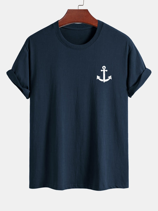 Regular Fit Anchor Print Cotton T-Shirt