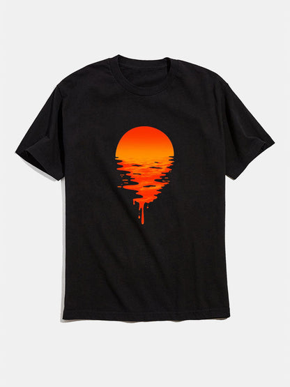 Sunset Graphic Cotton T-Shirts