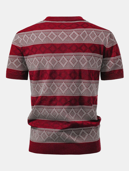 Rhombus Geometry Knitted Sweater T-Shirt