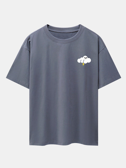 Thundercloud Print Drop Shoulder Oversize T-Shirt